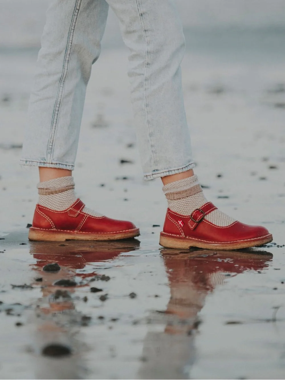 Duckfeet HIMMERLAND GRANATE Red Leather Mary Janes Size 39